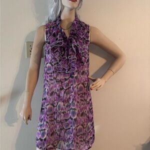 Ark & Co Purple and White Sleeveless Mini Dress
